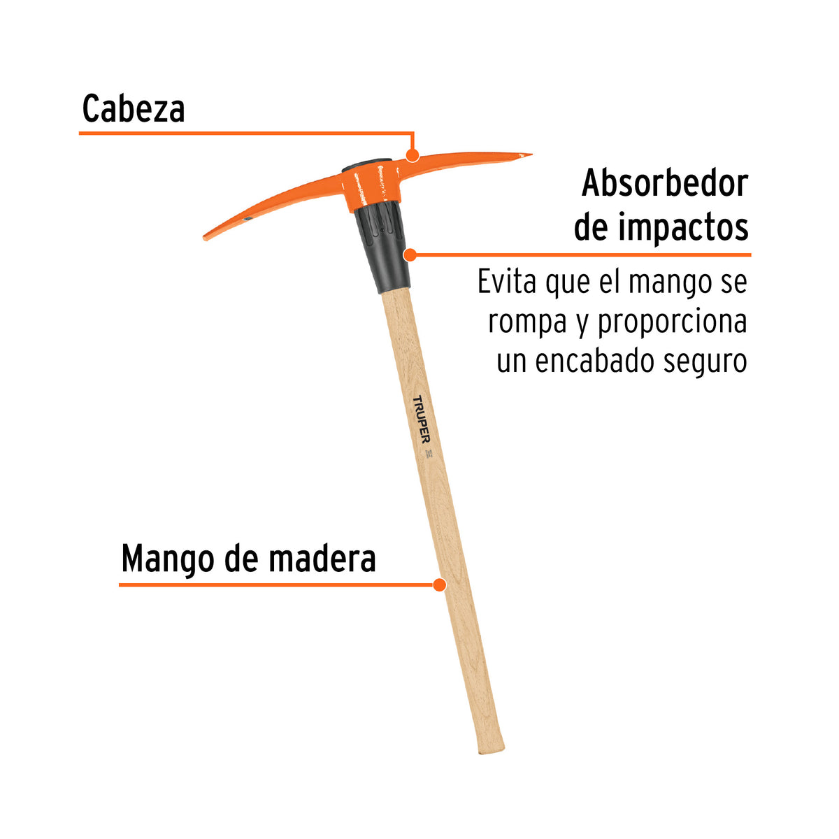 Zapapico 5 lb, mango de madera 36', TRUPER, Truper, SKU 102967 — vista 3