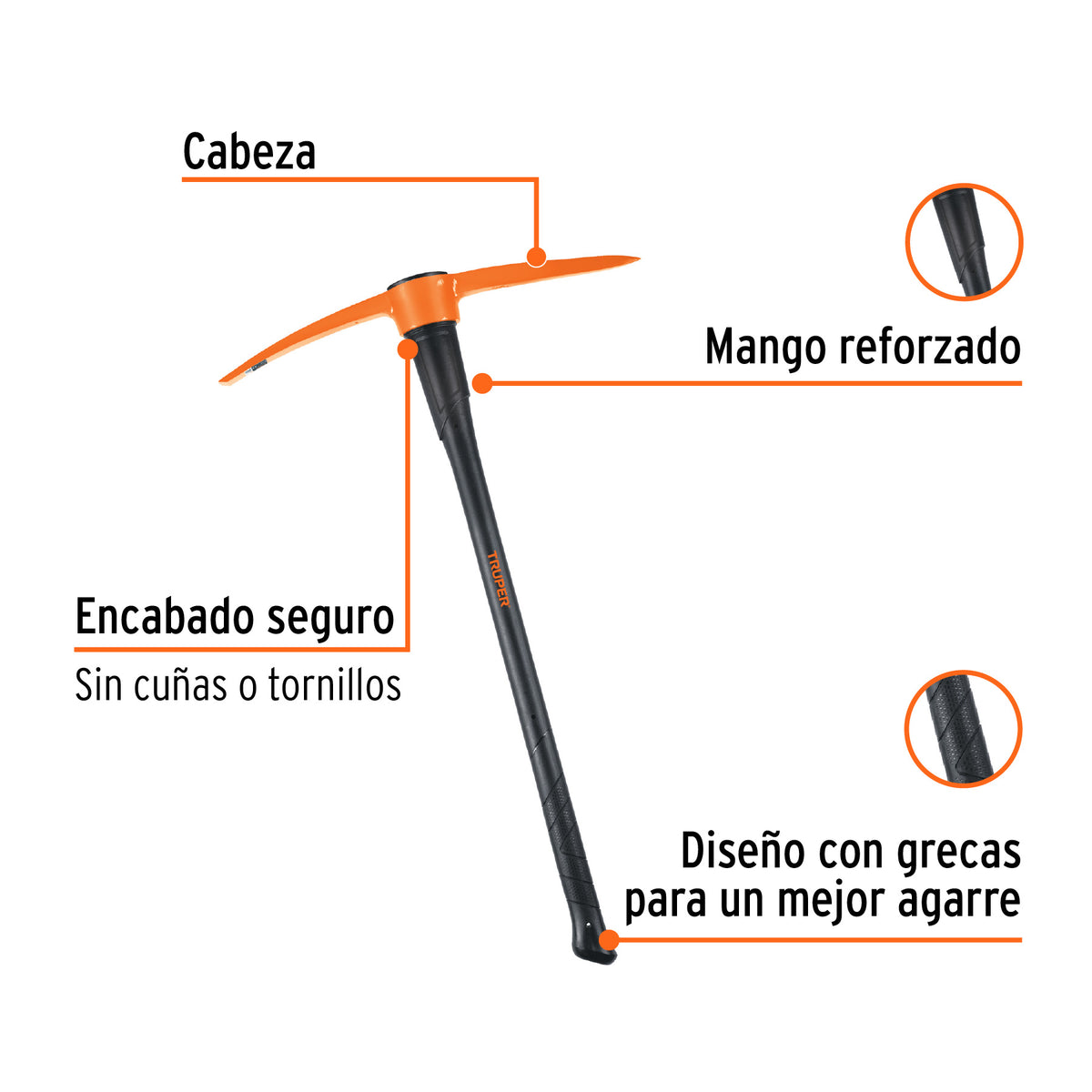 Zapapico 6 lb, mango fibra de vidrio 36', TRUPER, Truper, SKU 102451 — vista 3