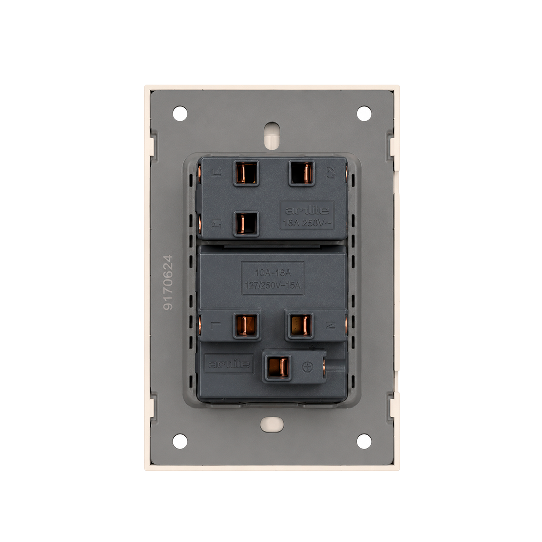 APAGADOR SENCILLO CON CONTACTO ATERRIZADO 3 VIAS LUXURY ARTLITE APL-505