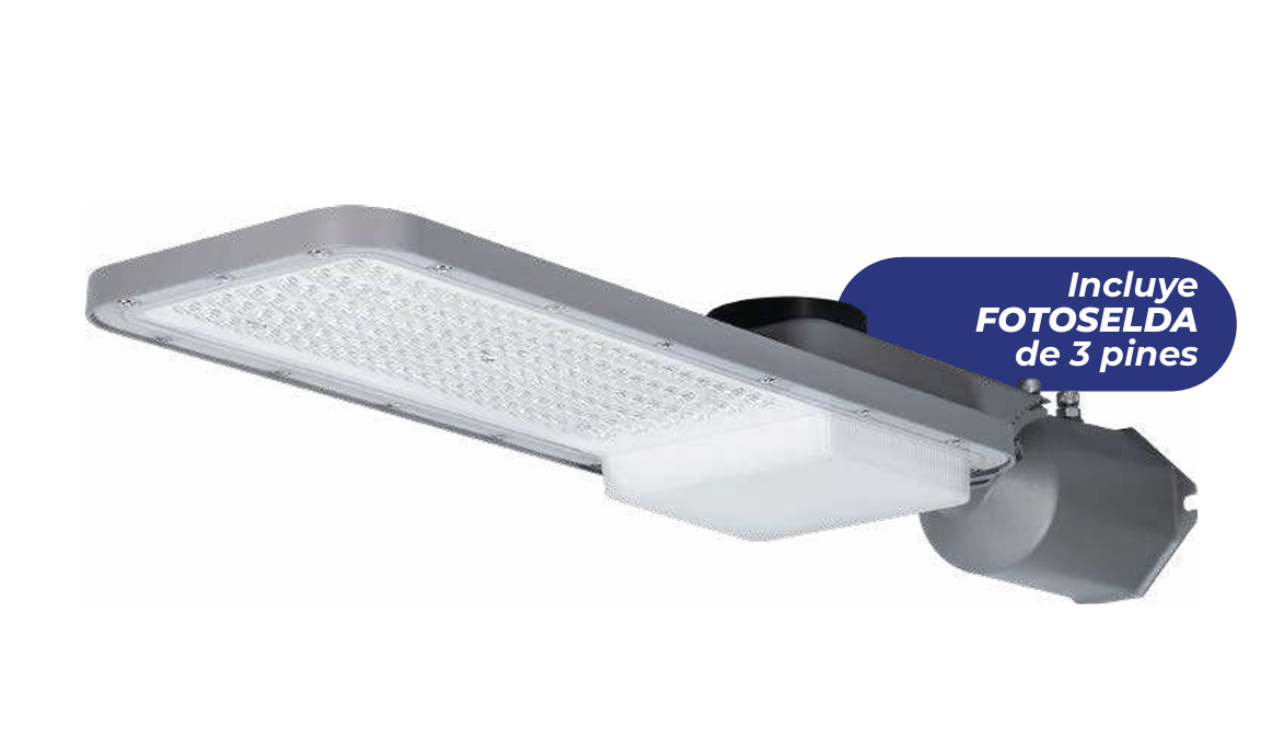 STREETLIGHT VIAL 100W 5700K 100-277V 12000LM ARTLITE ARE-020 SUB URBANA INCLUYE BASE Y FOTOCELDA DE TORQUE.