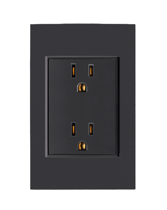 PLACA CONTACTO DOBLE PVC NEGRO TECNOLED TS-TC-2T-NR