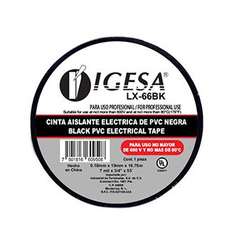 CINTA AISLANTE COLOR NEGRO LX-66BK IGESA