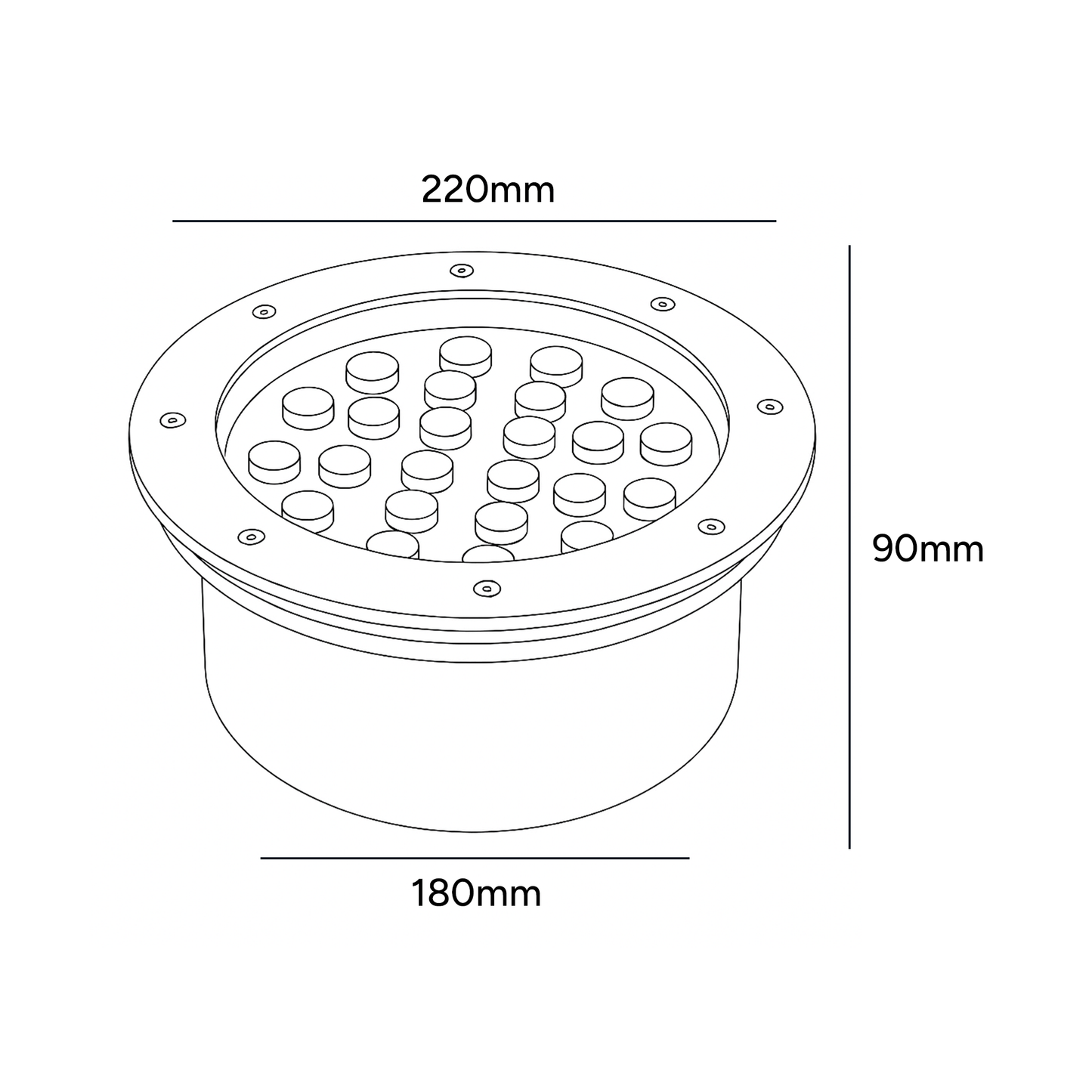 EMPOTRADO DE PISO LED IP65 24W 1680LM 30K LUZ CÁLIDA MUNDO LUCIDO EMP24C