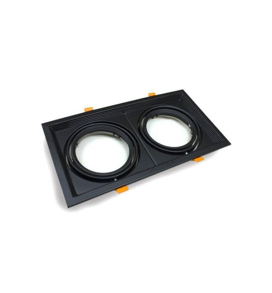 SPOT EMPOTRADO CUADRADO DOBLE NEGRO GU10 GU5.3 TECNOLED BA-CDLS-231DN