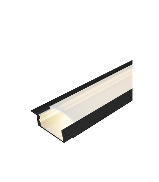 PERFIL EMPOTRABLE COLOR NEGRO CON DIFUSOR OPALINO DE 3.00MTS DE LARGO MARCA JACH PARA TIRA LED