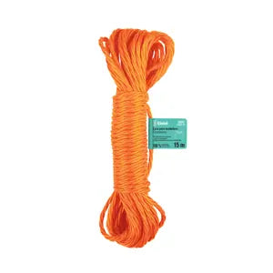 LAZO CUERDA MECATE TENDEDERO POLIETILENO 15M NARANJA KLINTEK 55947 LAZO-15