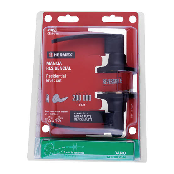 CERRADURA MANIJA CILINDRO LATÓN NEGRO BAÑO HERMEX 49853