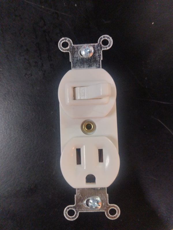 Apagador y contacto interruptor y receptáculo oculto dos polos p/plac.          GS EE-273B