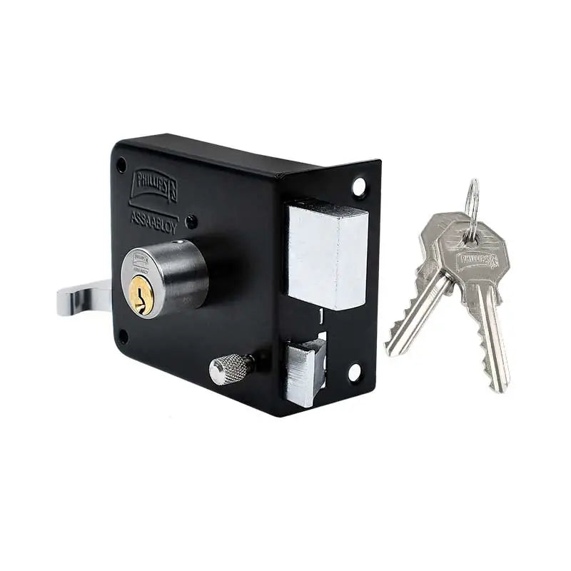 CERRADURA DERECHA SOPREPONER CERROJO DE ACERO NEGRO PHILLIPS MX6949
