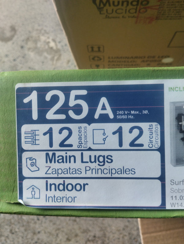 Centro de carga de interruptores automáticos. C.C.12 P.3F C/ZAP.P.(CAJA/INT) MCA. SQD P-9. SD-QO312L125G