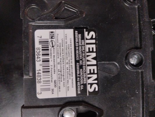 Interruptor termomagnético 30-A 2 polos 120/240V 60Hz tipo QP Mca. Siemens Q230
