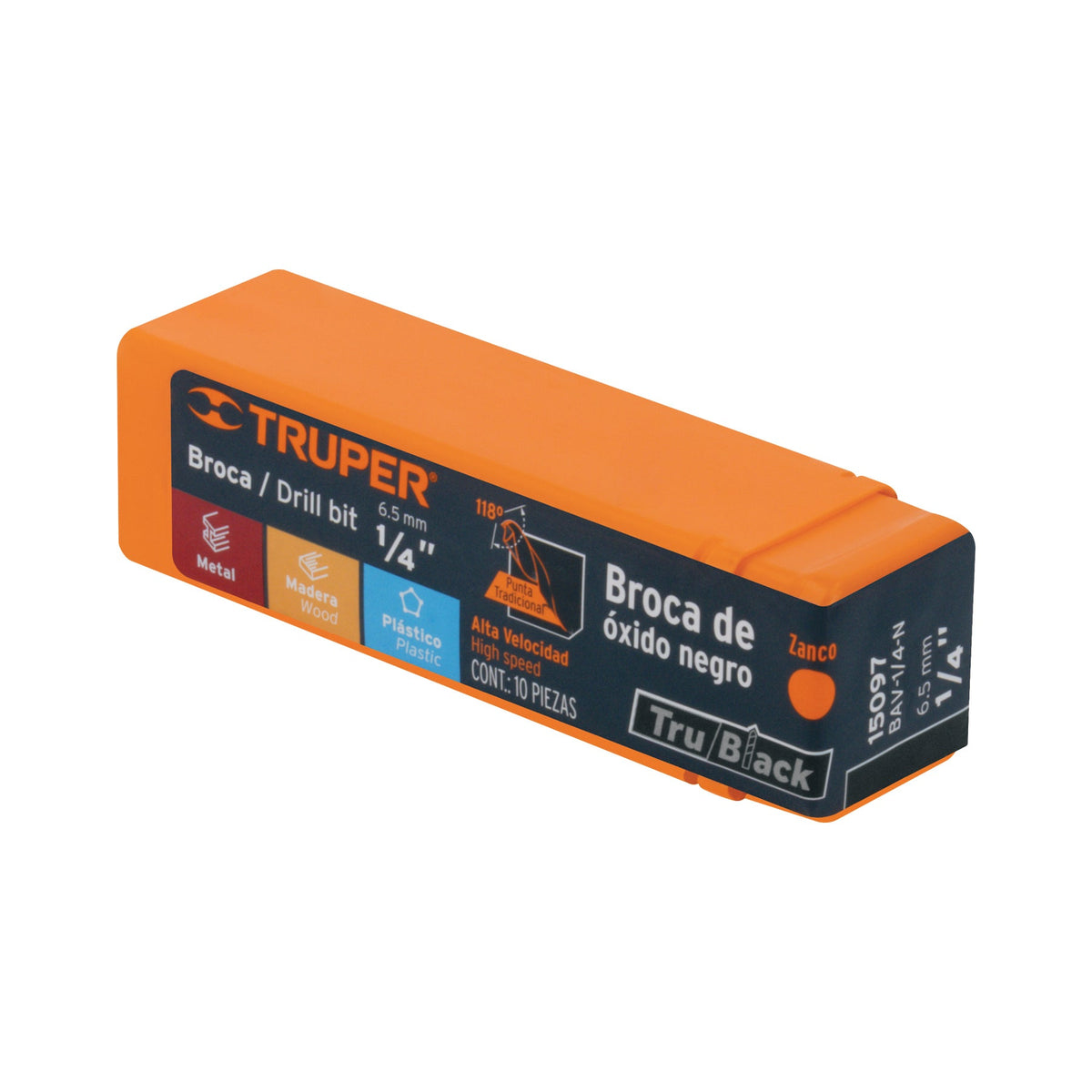 BROCA HSS 1/4' TRUBLACK PARA METAL TRUPER 15097 BAV-1/4-N - vista adicional