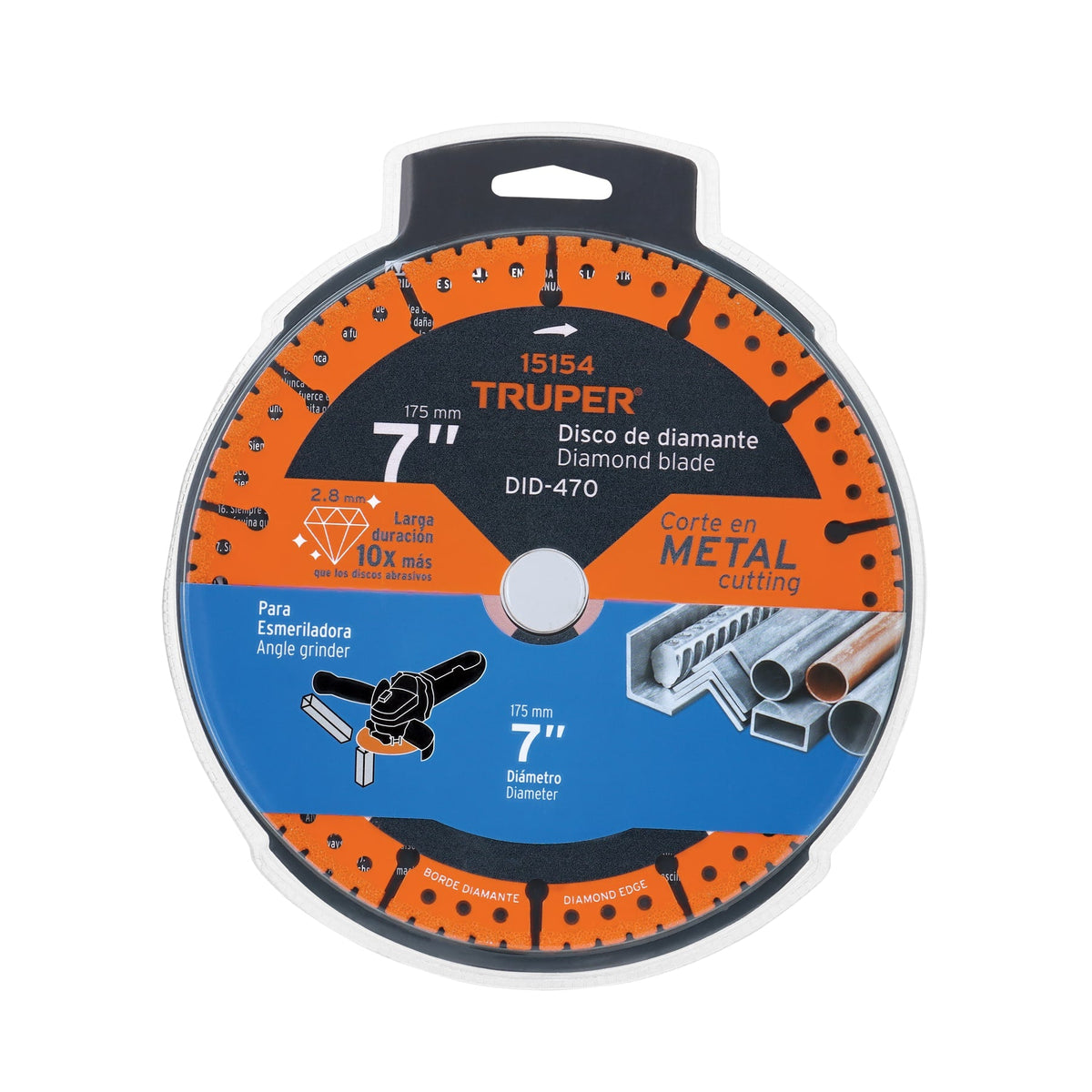 DISCO DE DIAMANTE DE 7' X 2.8 MM CORTE DE METAL TRUPER 15154 DID-470 - vista adicional
