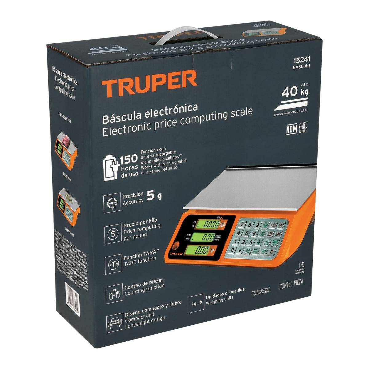 BÁSCULA ELECTRÓNICA MULTIFUNCIONES 40 KG TRUPER 15241 BASE-40 - vista adicional