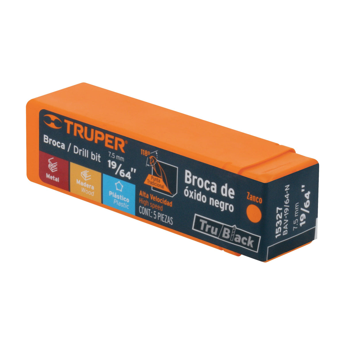 BROCA HSS 19/64' TRUBLACK PARA METAL TRUPER 15327 BAV-19/64-N - vista adicional