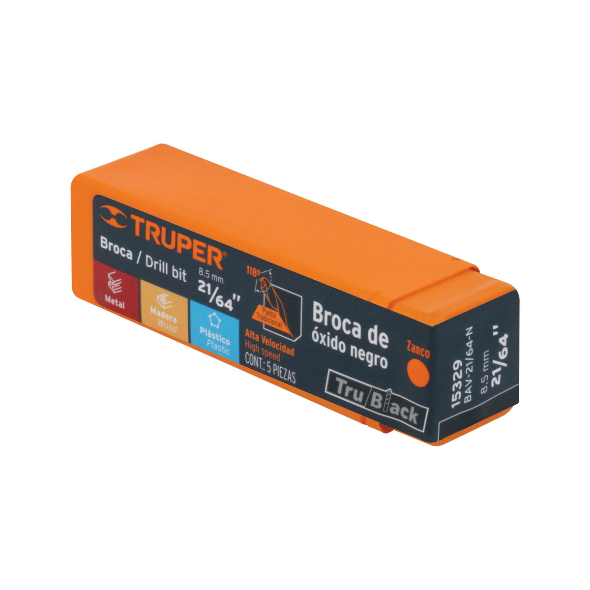 BROCA HSS 21/64' TRUBLACK PARA METAL TRUPER 15329 BAV-21/64-N - vista adicional