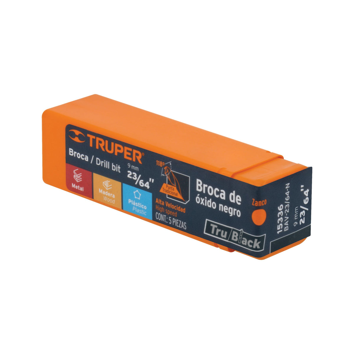 BROCA HSS 23/64' TRUBLACK PARA METAL TRUPER 15336 BAV-23/64-N - vista adicional