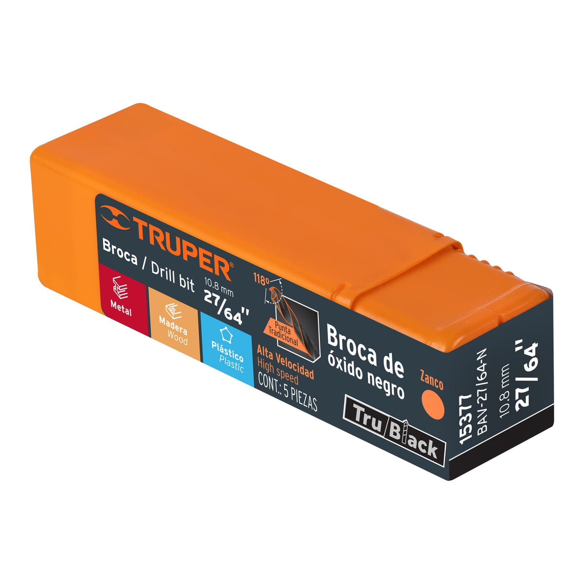 BROCA HSS 27/64' TRUBLACK PARA METAL TRUPER 15377 BAV-27/64-N - vista adicional