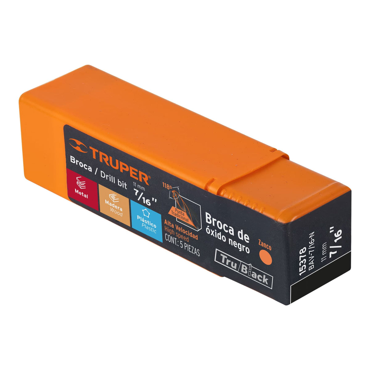 BROCA HSS 7/16' TRUBLACK PARA METAL TRUPER 15378 BAV-7/16-N - vista adicional