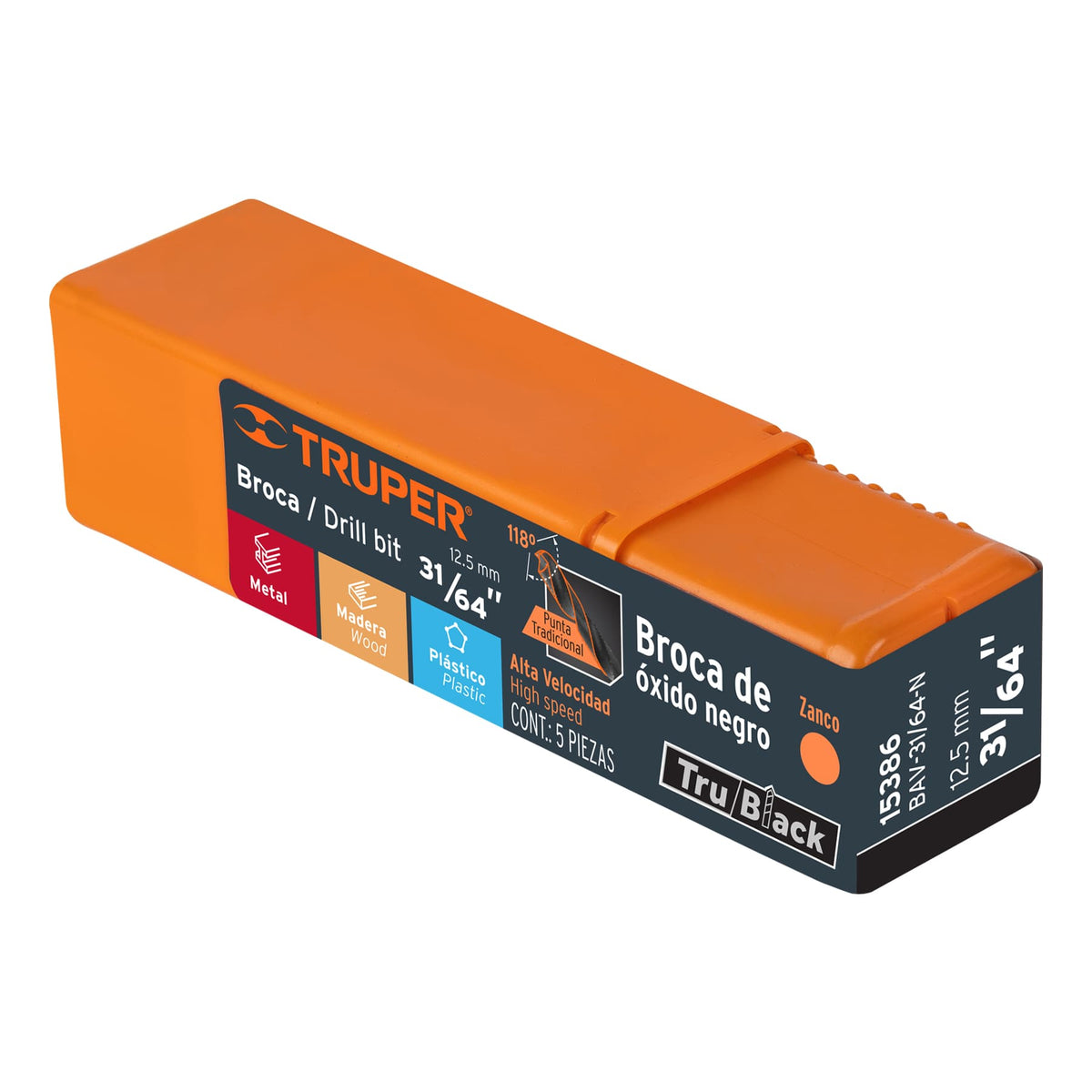 BROCA HSS 31/64' TRUBLACK PARA METAL TRUPER 15386 BAV-31/64-N - vista adicional