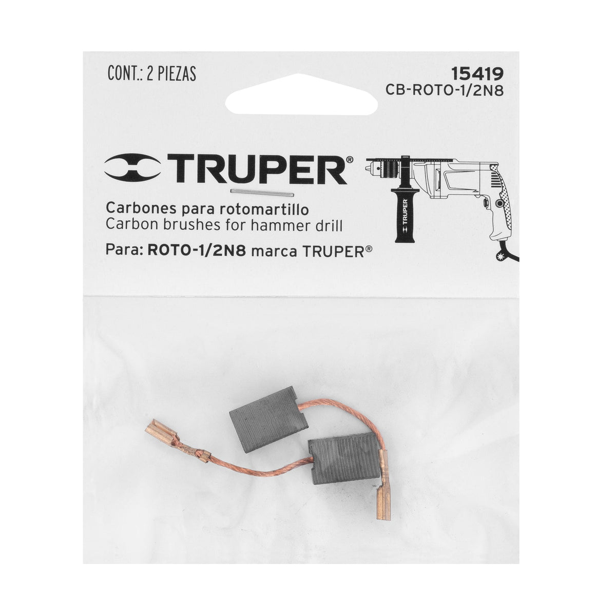 BOLSA CON 2 CARBONES DE REPUESTO PARA ROTO-1/2N8 TRUPER 15419 CB-ROTO-1/2N8 - vista adicional