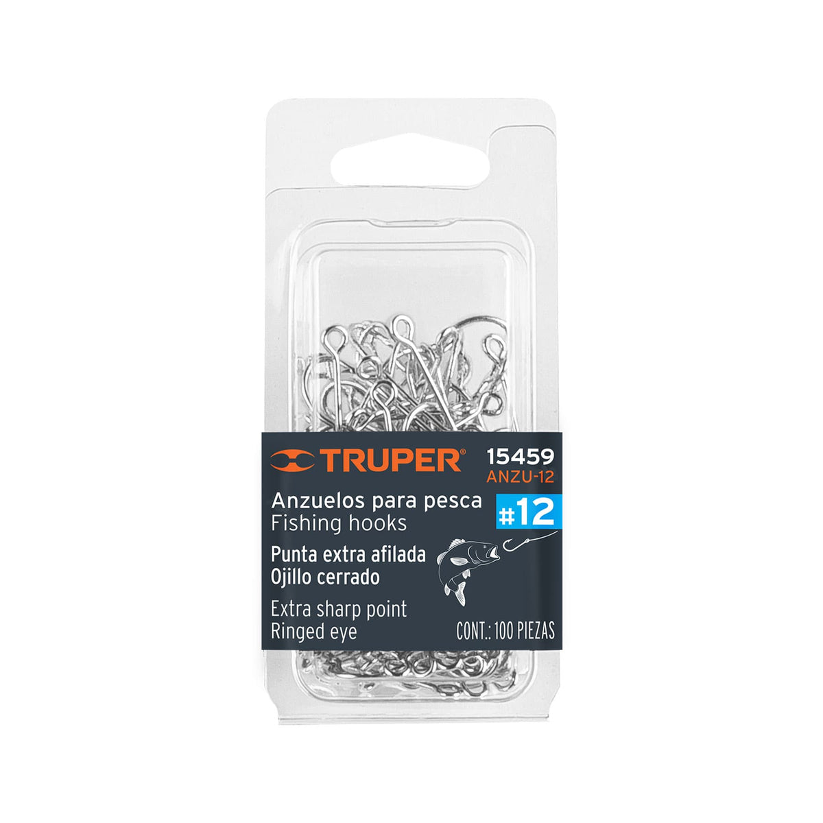 BLÍSTER CON 100 ANZUELOS PARA PESCA # 12 TRUPER 15459 ANZU-12