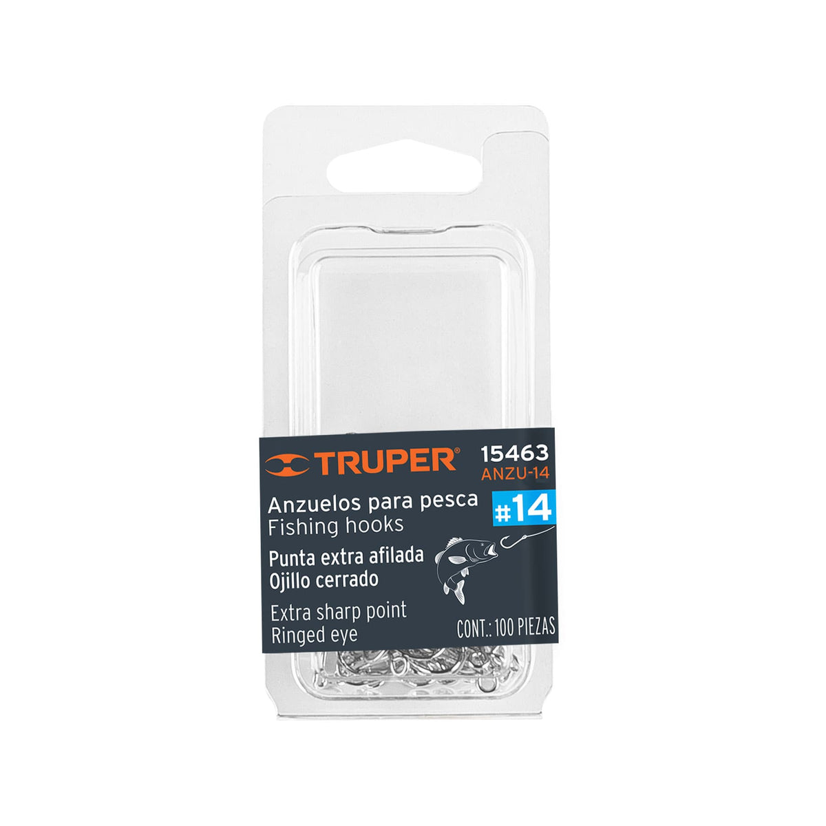 BLÍSTER CON 100 ANZUELOS PARA PESCA # 14 TRUPER 15463 ANZU-14