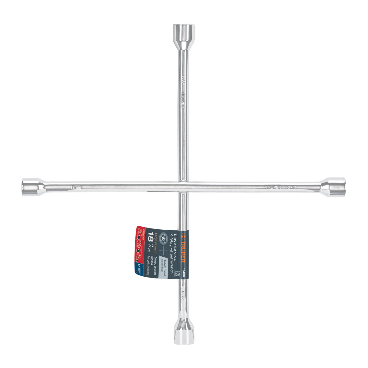 LLAVE DE CRUZ 18' PULIDA Y CROMADA TRUPER 15480 LLCR-18