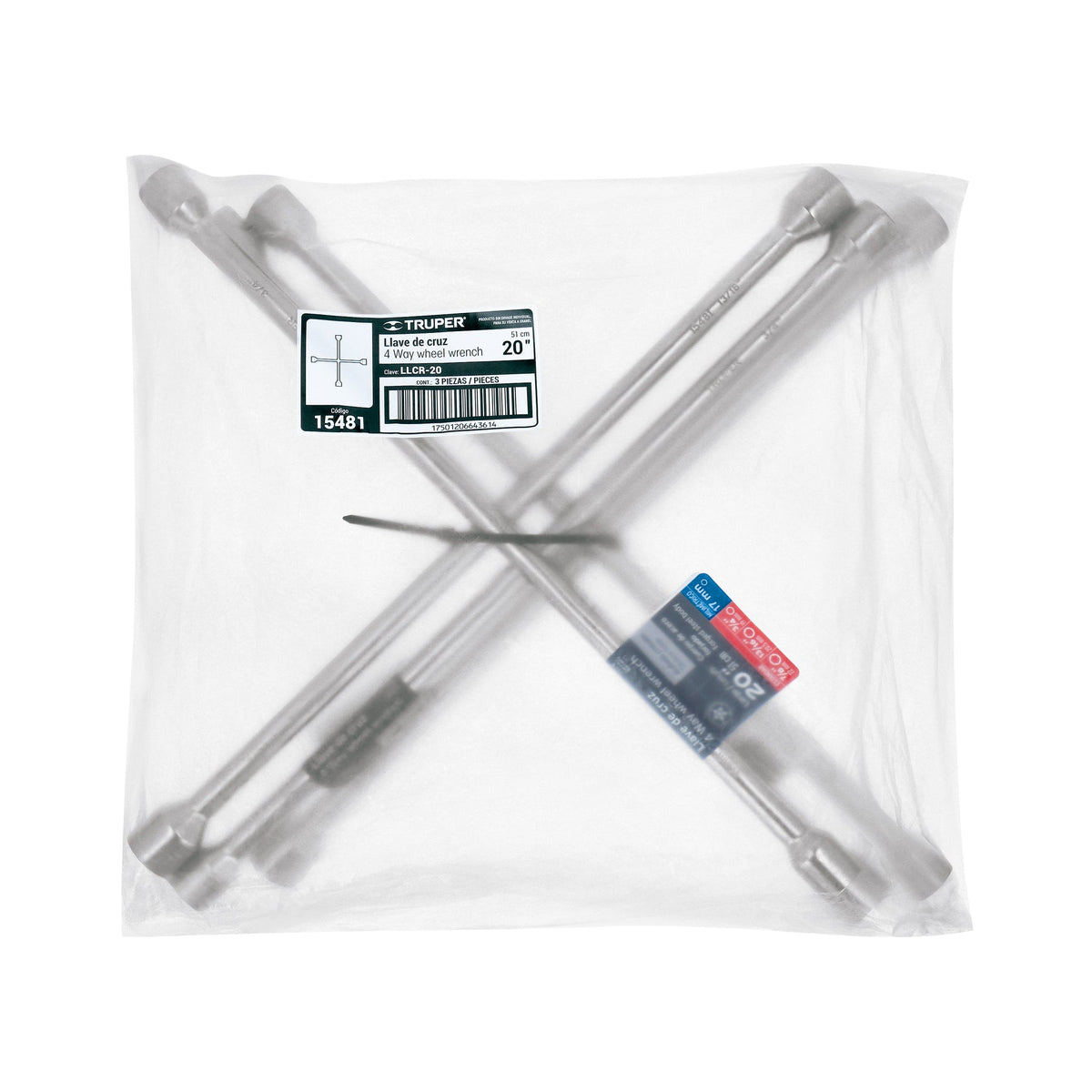 LLAVE DE CRUZ 20' PULIDA Y CROMADA TRUPER 15481 LLCR-20 - vista adicional