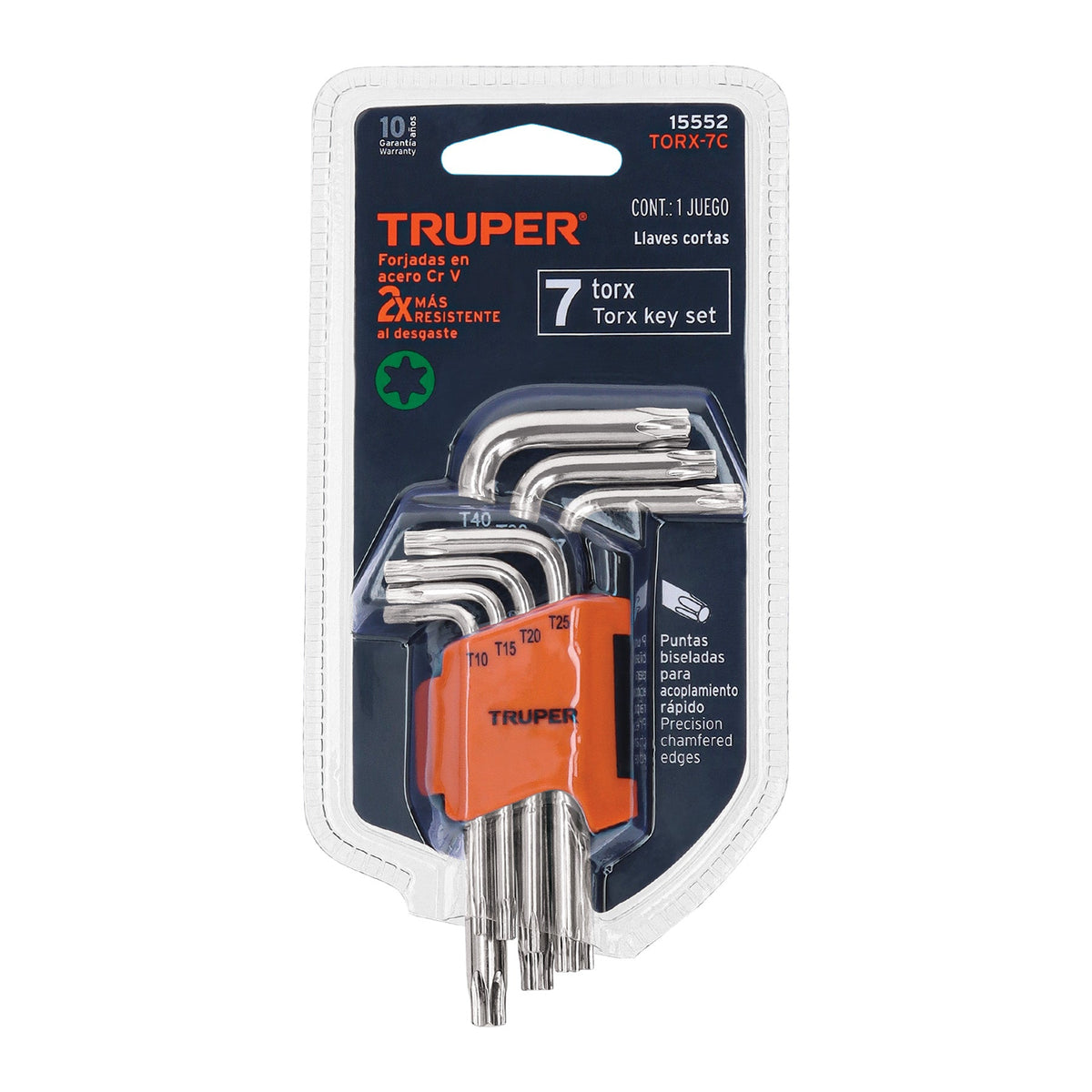 JUEGO DE 7 LLAVES TORX CON ORGANIZADOR ABATIBLE TRUPER 15552 TORX-7C - vista adicional