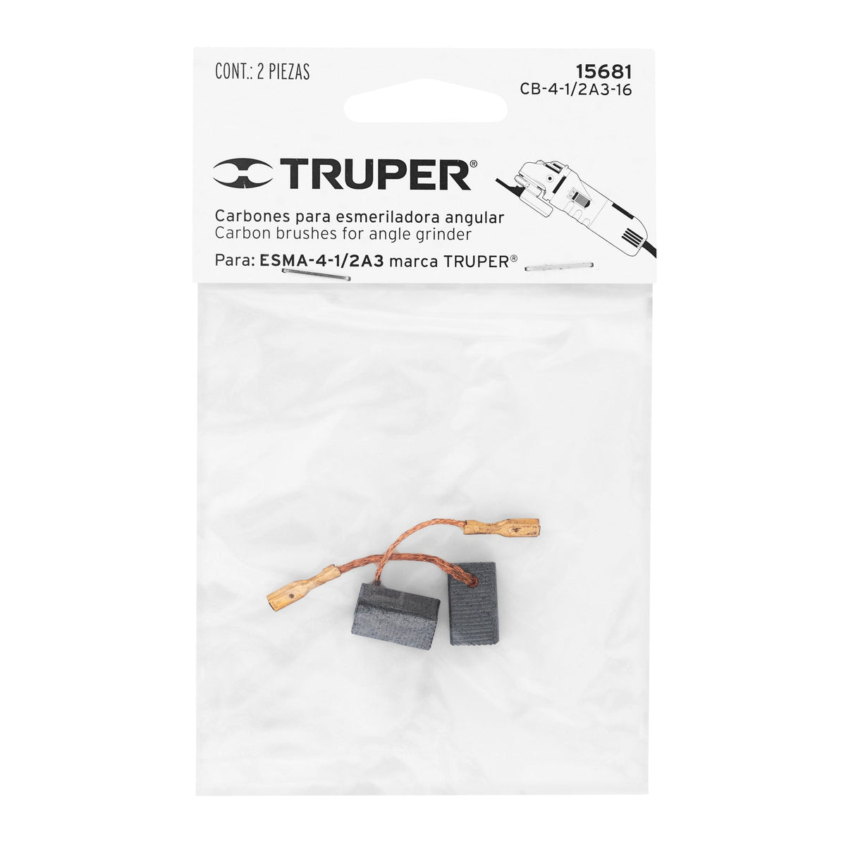 BOLSA CON 2 CARBONES DE REPUESTO PARA ESMA-4-1/2A3 TRUPER 15681 CB-4-1/2A3-16 - vista adicional