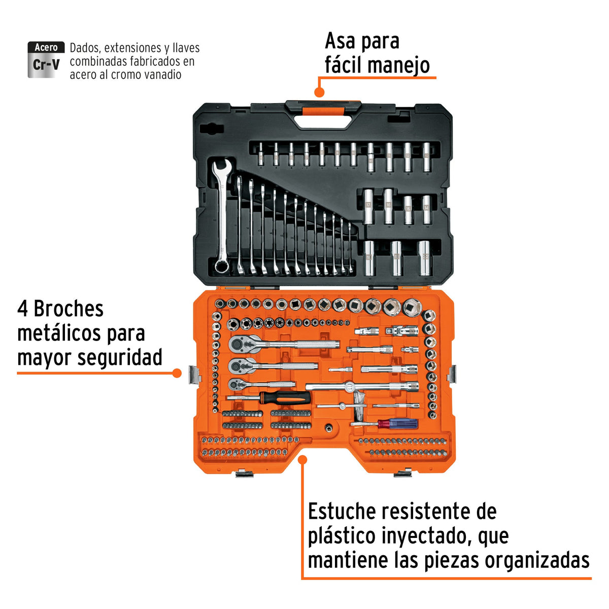 JUEGO 211 HERRAMIENTAS 1/4' 3/8' Y 1/2' STD Y MM P/MECÁNICO 15695 JD-210MP - vista adicional