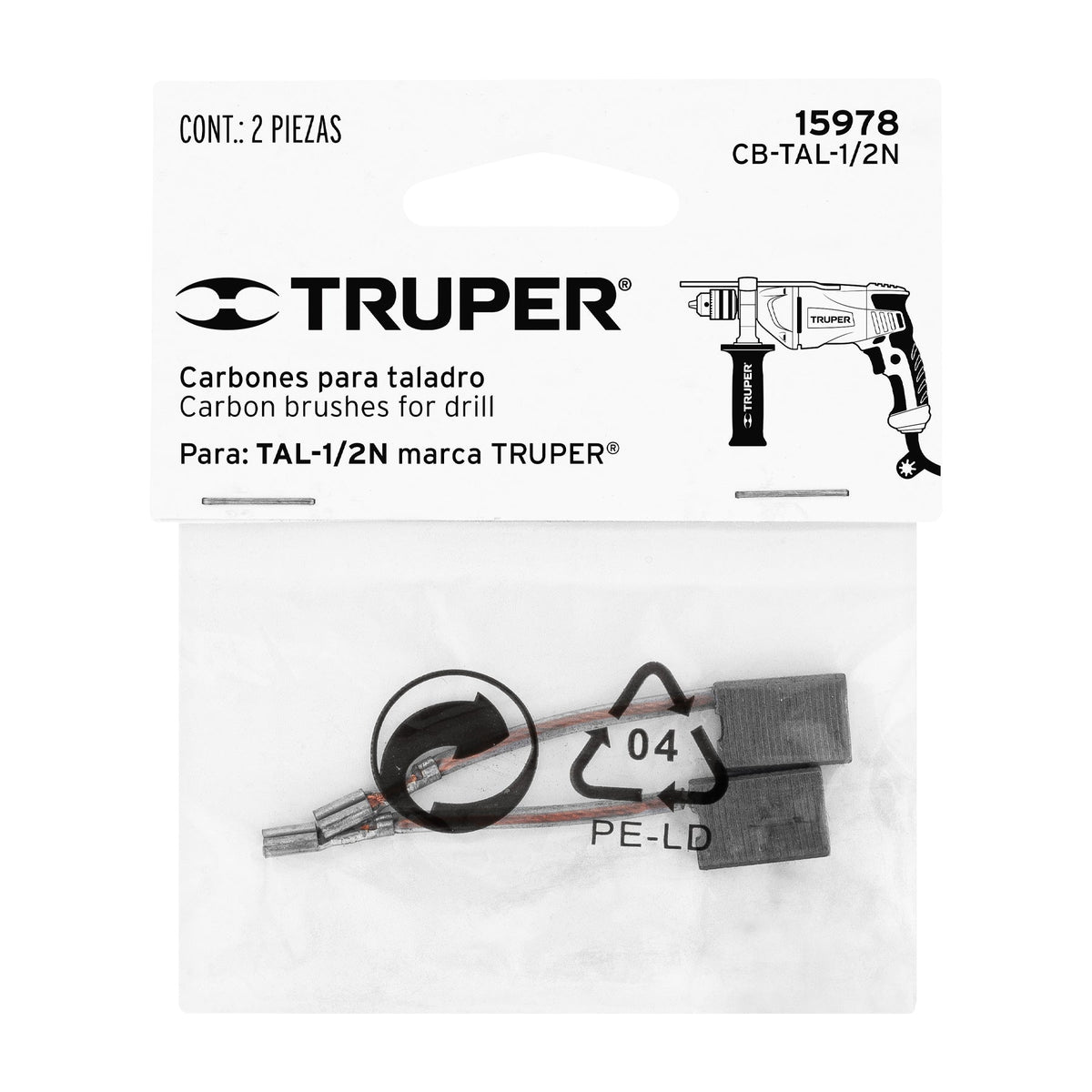 BOLSA CON 2 CARBONES DE REPUESTO PARA TAL-1/2N TRUPER 15978 CB-TAL-1/2N - vista adicional