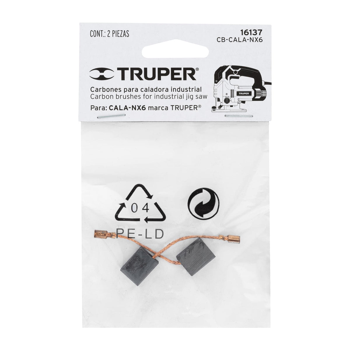 BOLSA CON 2 CARBONES DE REPUESTO PARA CALA-NX6 TRUPER 16137 CB-CALA-NX6 - vista adicional