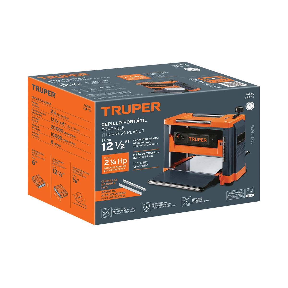 CEPILLO PORTÁTIL 12-1/2' 2-1/4 HP (1600 W) TRUPER 16240 CEP-12 - vista adicional