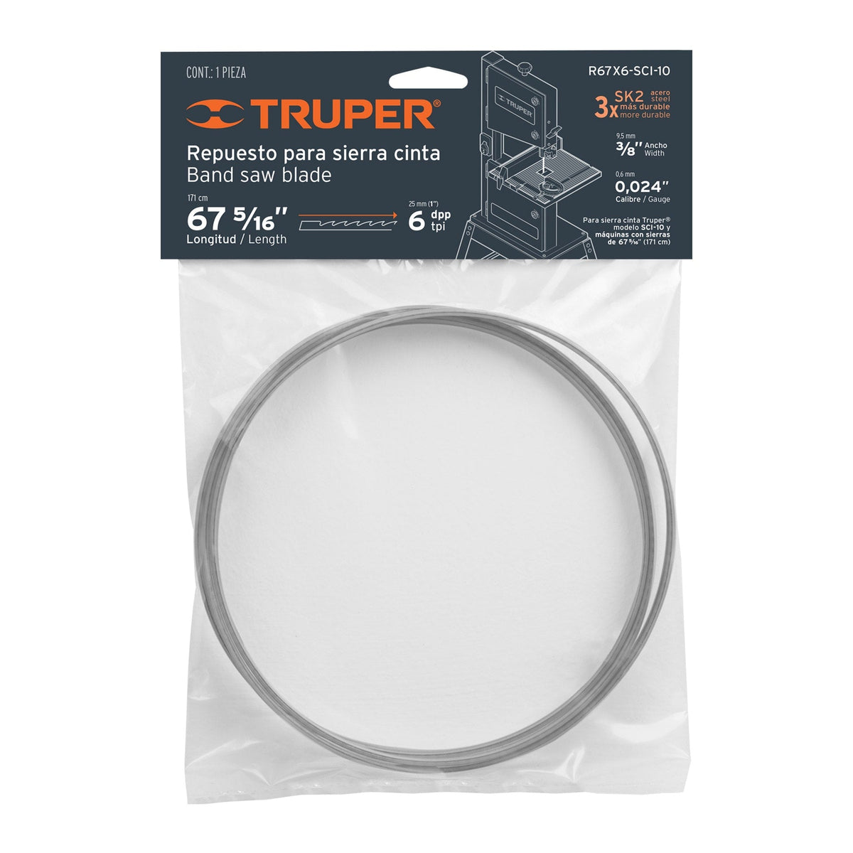 REPUESTO SIERRA 67' X 6 DPP PARA SIERRA CINTA SCI-10 16286 R67X6-SCI-10