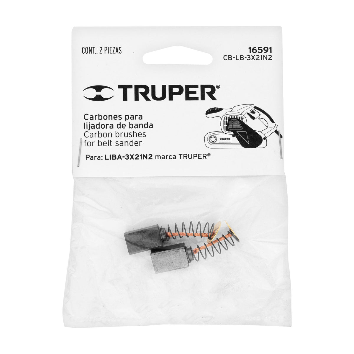BOLSA CON 2 CARBONES DE REPUESTO PARA LIBA-3X21N2 TRUPER 16591 CB-LB-3X21N2