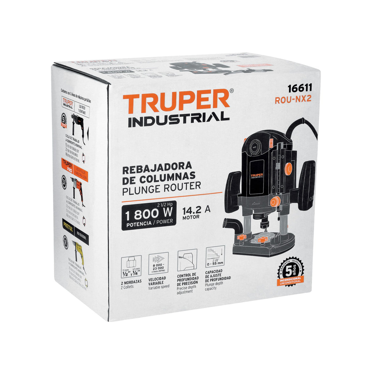 ROUTER (REBAJADORA) 1800W 2-1/2 HP TRUPER INDUSTRIAL 16611 ROU-NX2