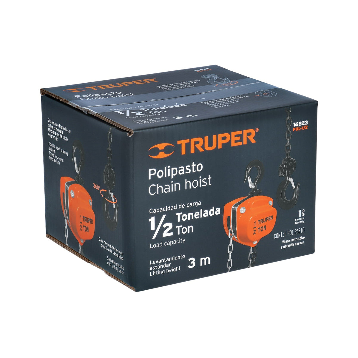POLIPASTO DE CADENA DE 1/2 TON TRUPER 16823 POL-1/2