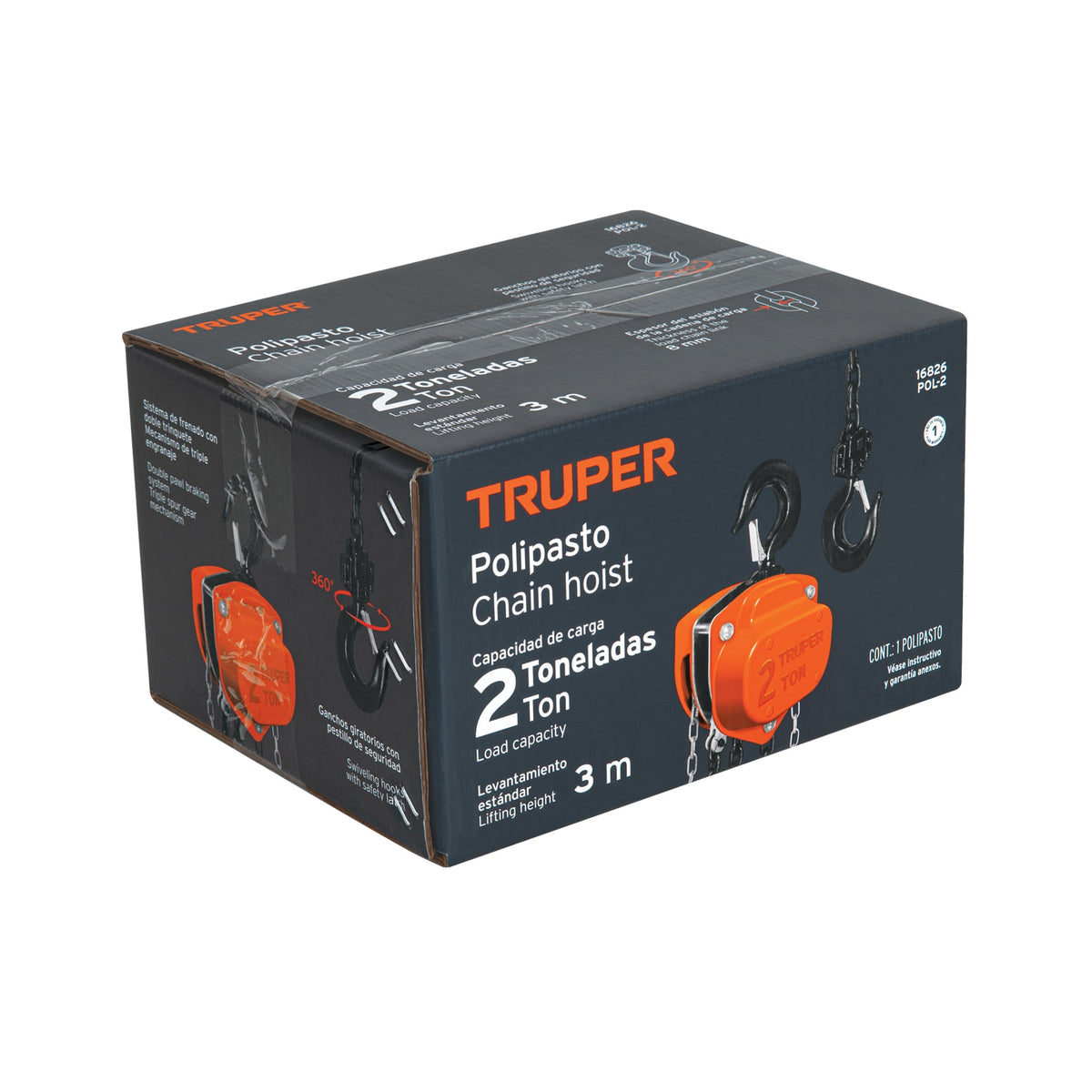 POLIPASTO DE CADENA DE 2 TON TRUPER 16826 POL-2