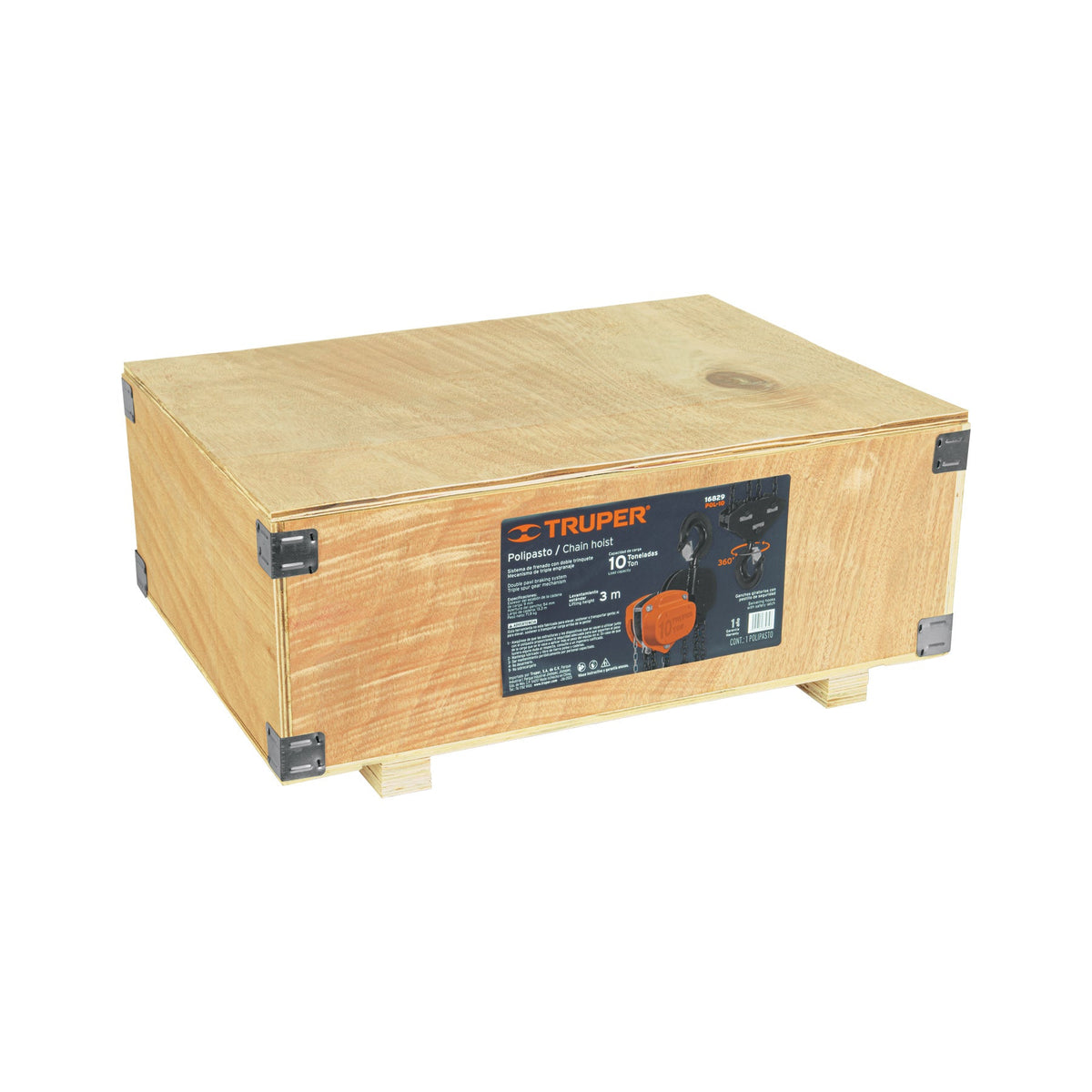 POLIPASTO INDUSTRIAL DE CADENA 10 TONELADAS TRUPER 16829 POL-10