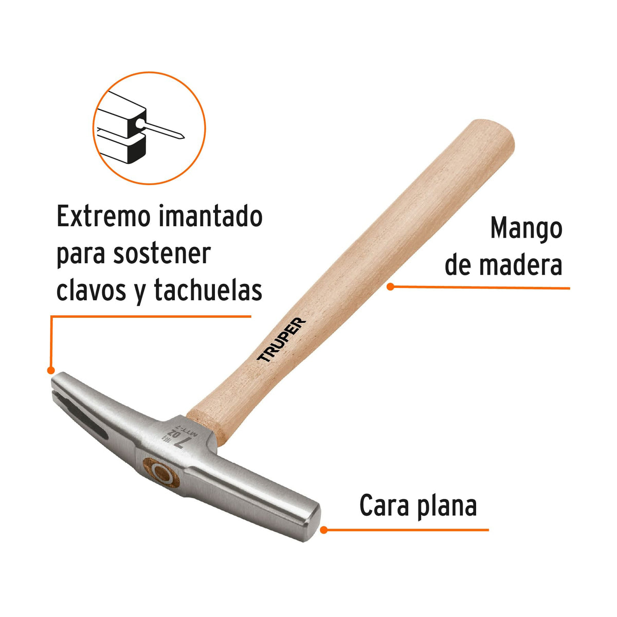 MARTILLO 7 OZ TAPICERO MANGO 12' TRUPER 16860 MTT-7