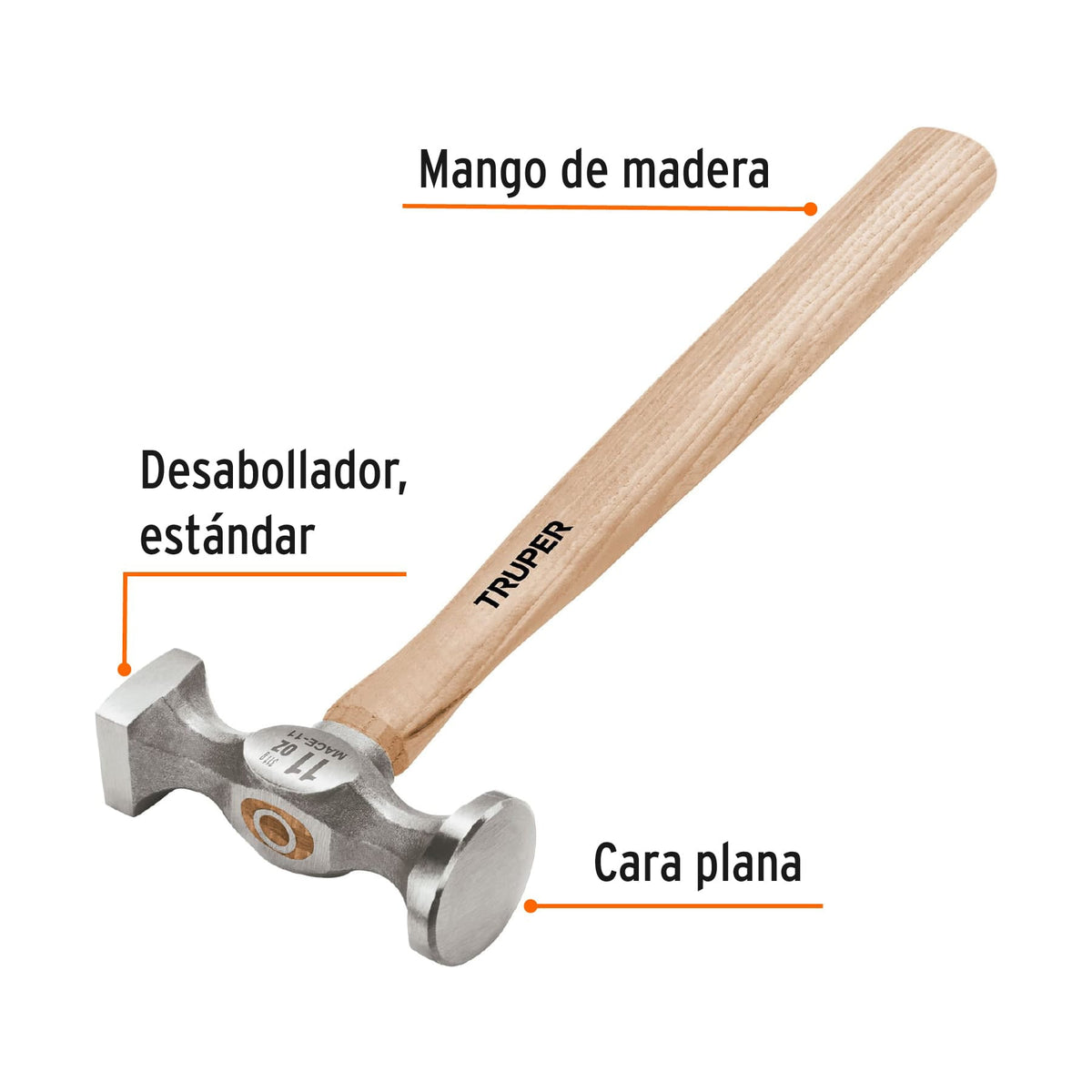MARTILLO DESABOLLADOR 11 OZ ESTÁNDAR MANGO 12' TRUPER 16864 MACE-11