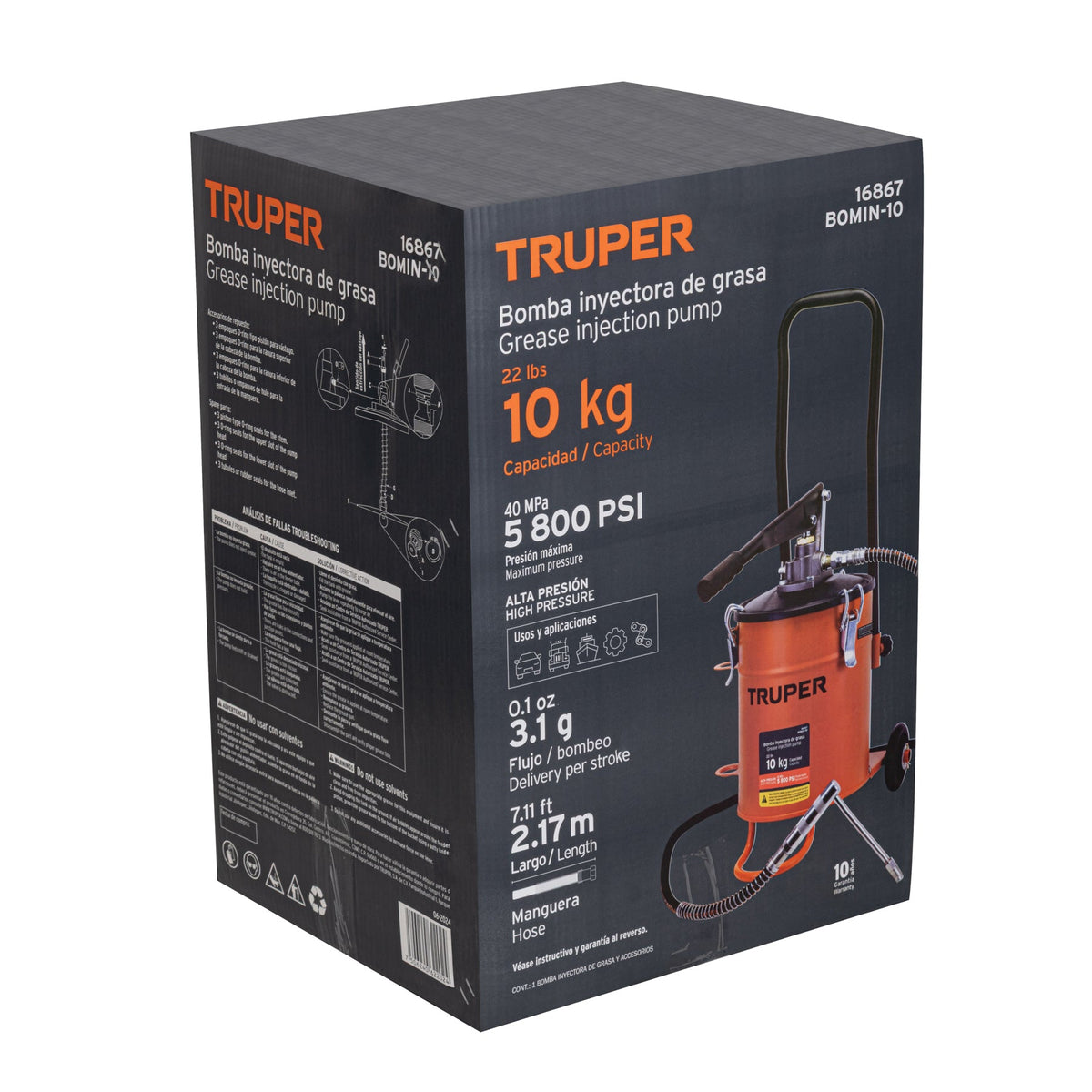 BOMBA INYECTORA DE GRASA 10 KG TRUPER 16867 BOMIN-10
