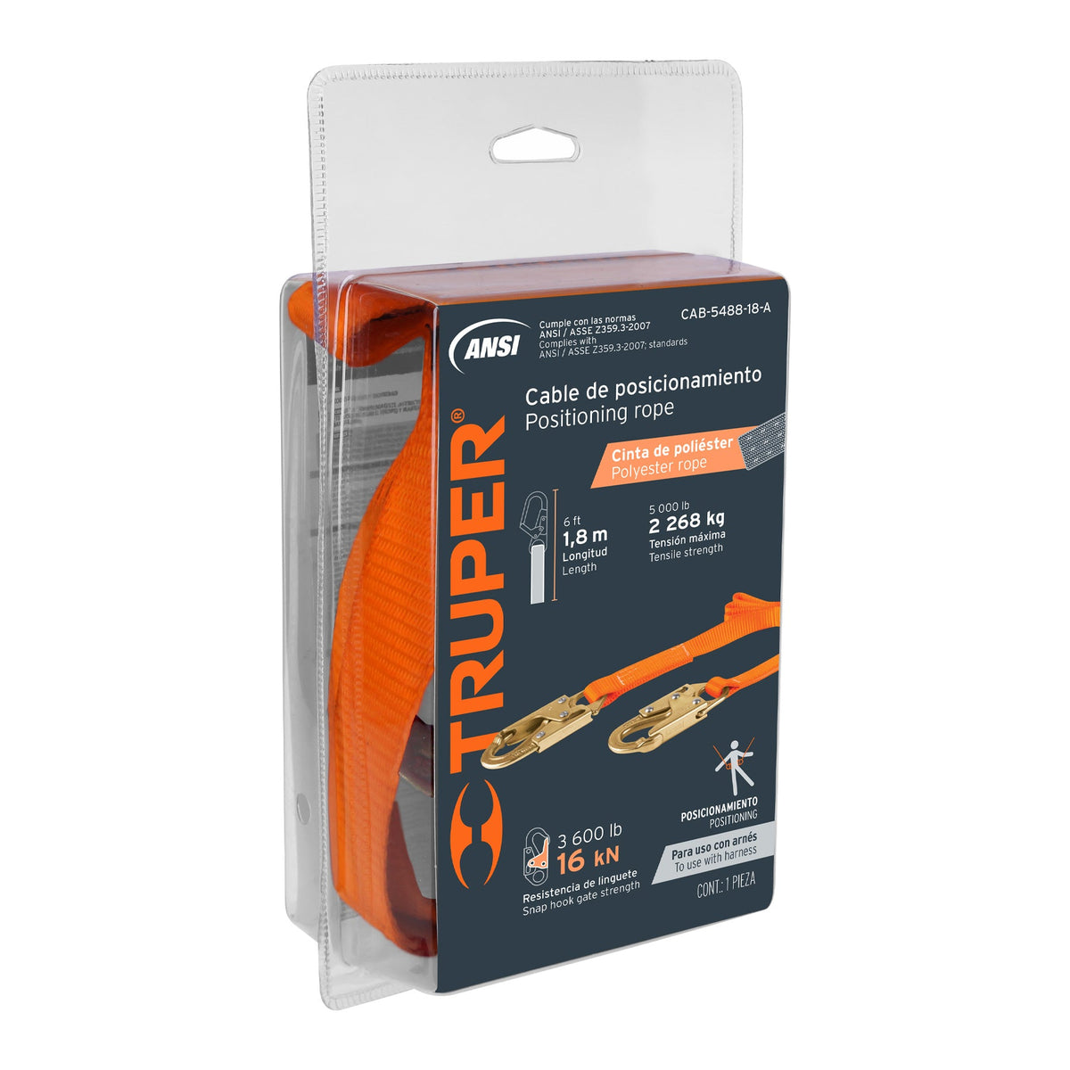 CABLE DE POSICIONAMIENTO DE 1.8 M CINTA DE POLIÉSTER ANSI 17043 CAB-5488-18-A