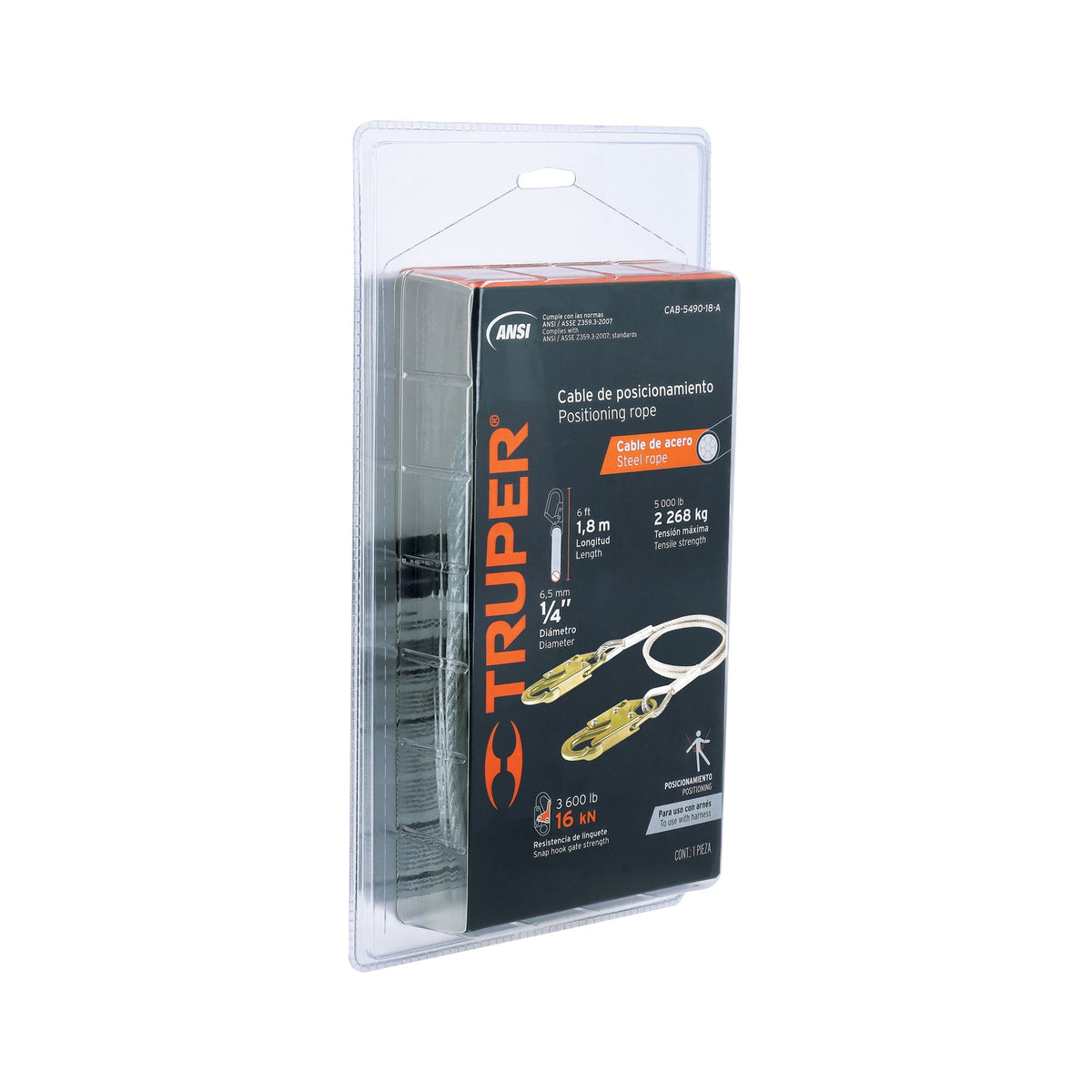 CABLE DE POSICIONAMIENTO DE ACERO 1.8 M ANSI TRUPER 17047 CAB-5490-18-A