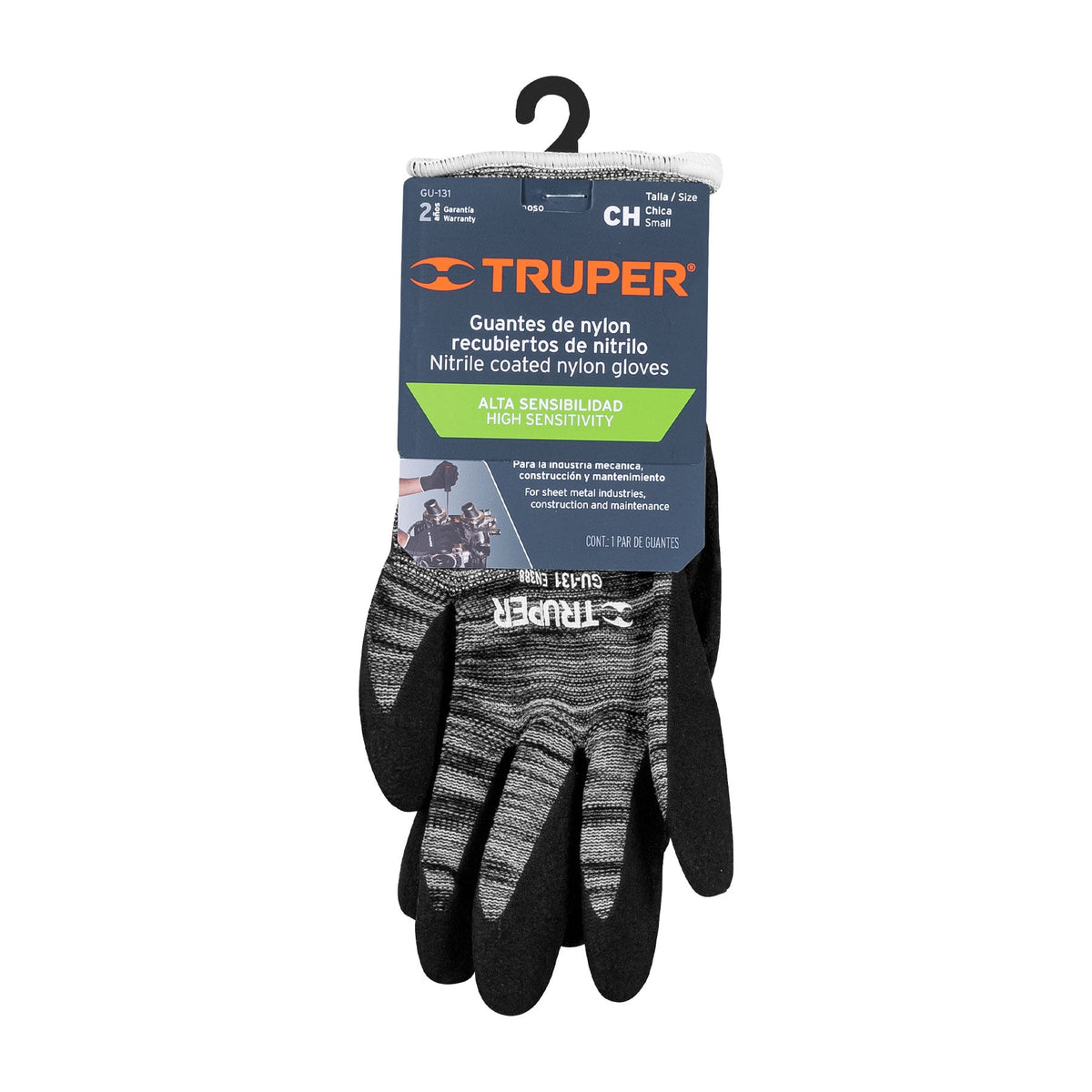 GUANTES DE NYLON RECUBIERTOS DE NITRILO ARENOSO CH TRUPER 17063 GU-131