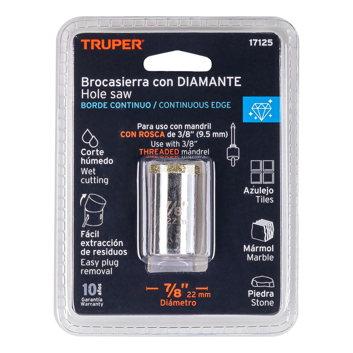 BROCASIERRA DIAMANTE 7/8' BORDE CONTINUO TRUPER 17125 COAZ-7/8