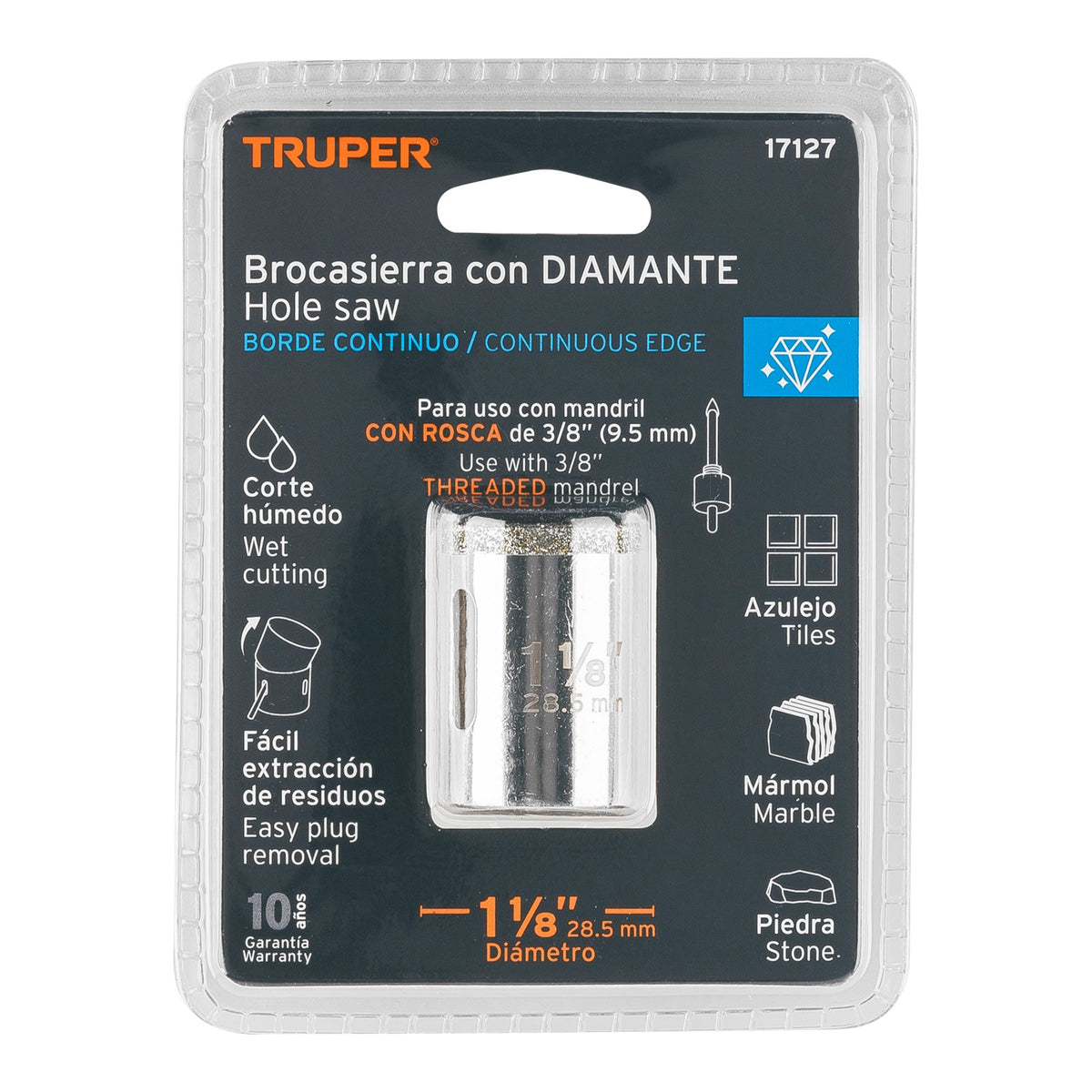 BROCASIERRA DIAMANTE 1-1/8' BORDE CONTINUO TRUPER 17127 COAZ-1-1/8