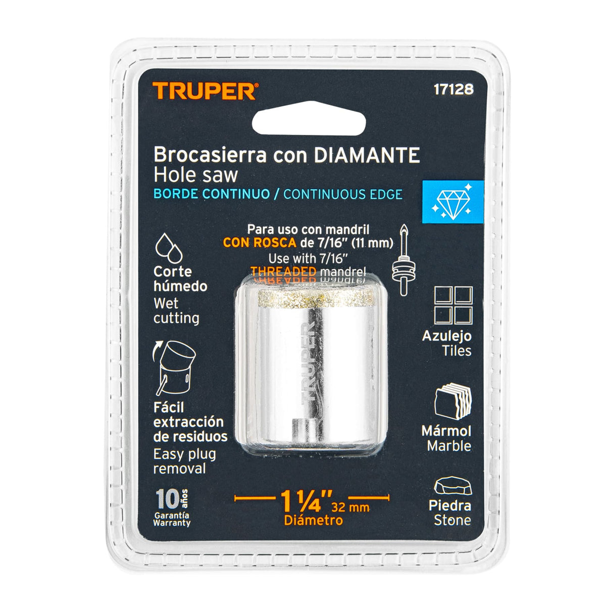 BROCASIERRA DIAMANTE 1-1/4' BORDE CONTINUO TRUPER 17128 COAZ-1-1/4